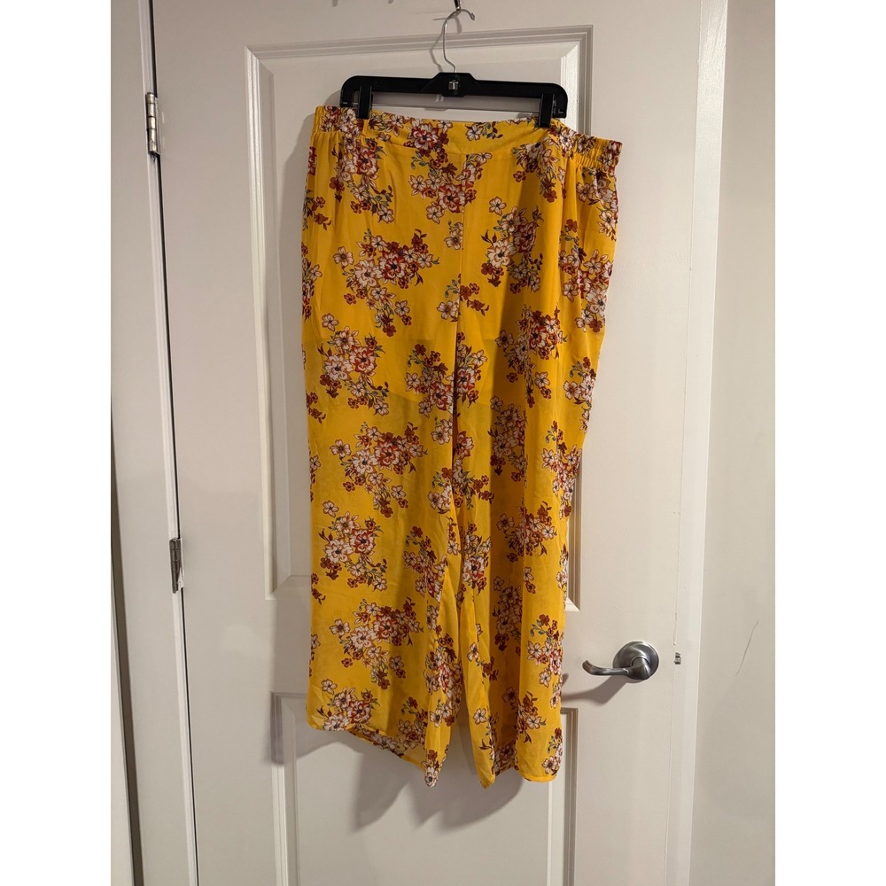 Torrid Yellow Floral Wide Leg Chiffon Pants Plus Size 2 NWT 11257069
